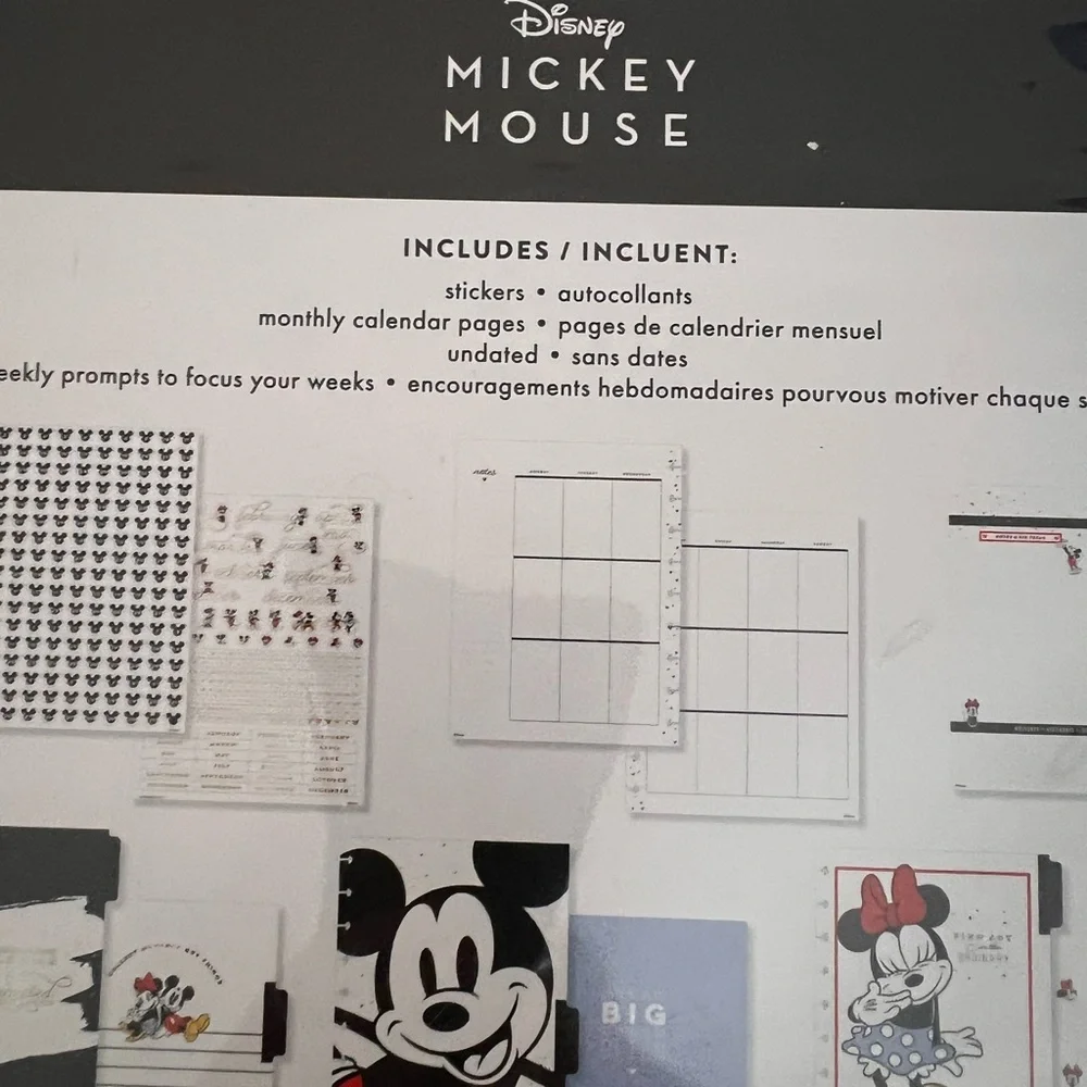 Disney Mickey Mouse Happy Planner Extension with Black, White, and Gold